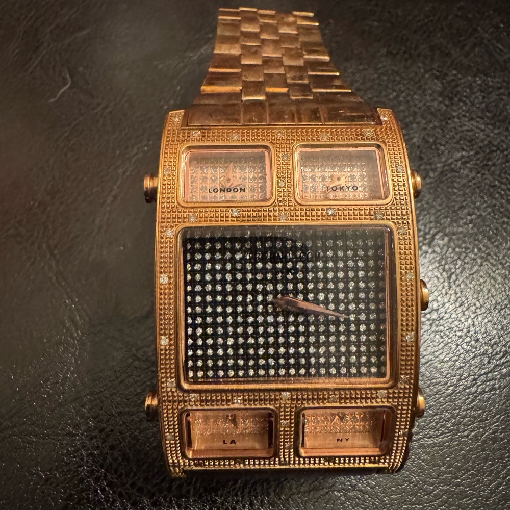 Techno com by KC Rose Gold Plated Diamond Watch